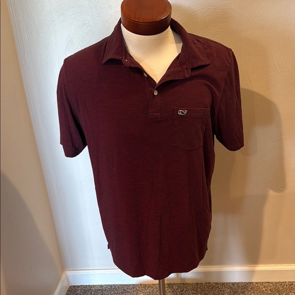 Men's Maroon Vineyard Vines Polo Shirt